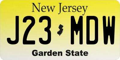 NJ license plate J23MDW