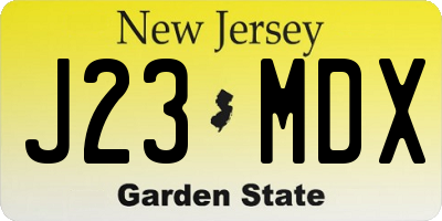 NJ license plate J23MDX
