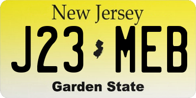 NJ license plate J23MEB