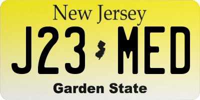 NJ license plate J23MED