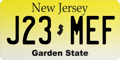 NJ license plate J23MEF
