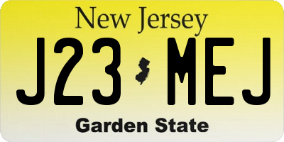 NJ license plate J23MEJ