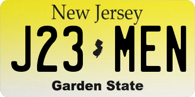 NJ license plate J23MEN