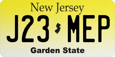 NJ license plate J23MEP