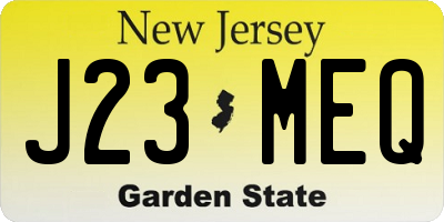 NJ license plate J23MEQ