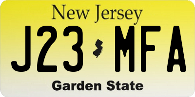 NJ license plate J23MFA