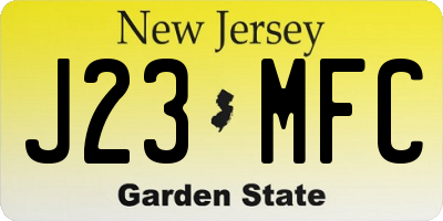 NJ license plate J23MFC