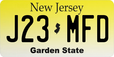 NJ license plate J23MFD