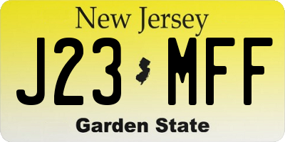 NJ license plate J23MFF
