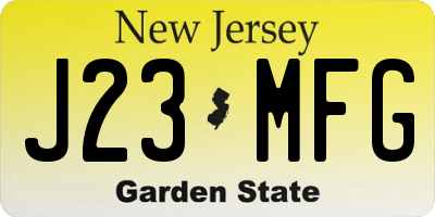 NJ license plate J23MFG