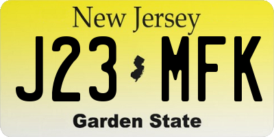 NJ license plate J23MFK