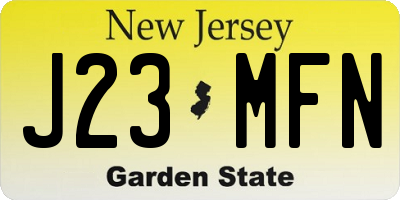 NJ license plate J23MFN