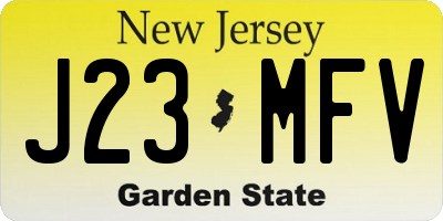 NJ license plate J23MFV
