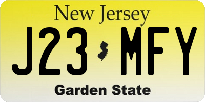 NJ license plate J23MFY