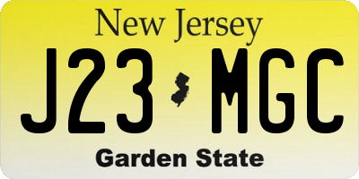 NJ license plate J23MGC