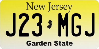NJ license plate J23MGJ