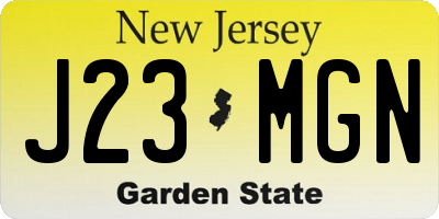 NJ license plate J23MGN