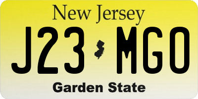 NJ license plate J23MGO