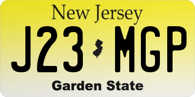 NJ license plate J23MGP