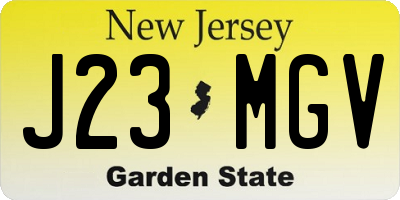 NJ license plate J23MGV