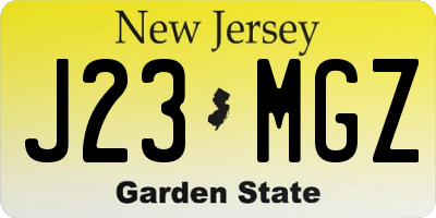 NJ license plate J23MGZ