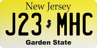 NJ license plate J23MHC