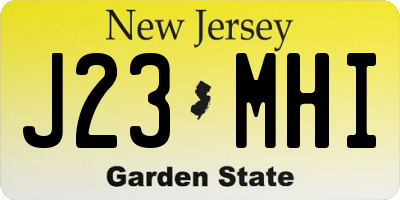 NJ license plate J23MHI