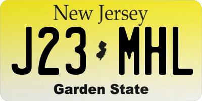 NJ license plate J23MHL