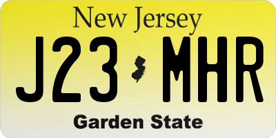 NJ license plate J23MHR