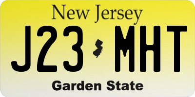 NJ license plate J23MHT