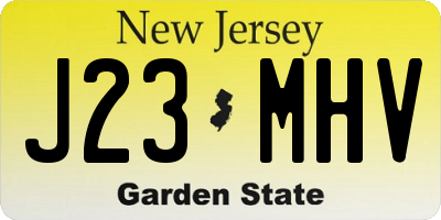 NJ license plate J23MHV