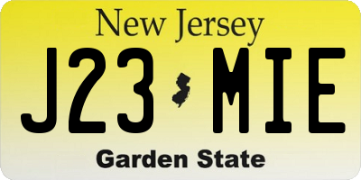 NJ license plate J23MIE