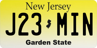NJ license plate J23MIN