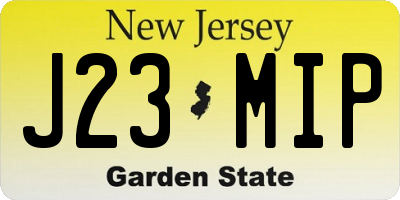 NJ license plate J23MIP