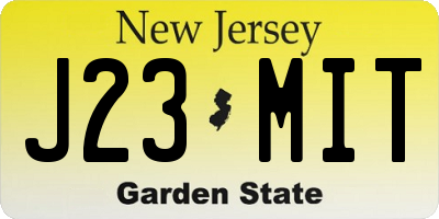 NJ license plate J23MIT