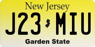 NJ license plate J23MIU