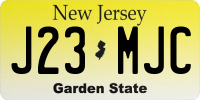 NJ license plate J23MJC