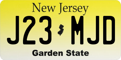 NJ license plate J23MJD