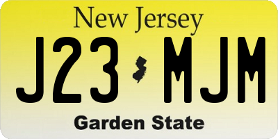 NJ license plate J23MJM