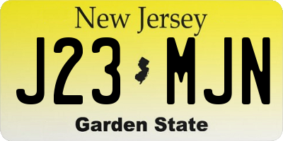 NJ license plate J23MJN