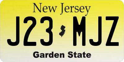NJ license plate J23MJZ