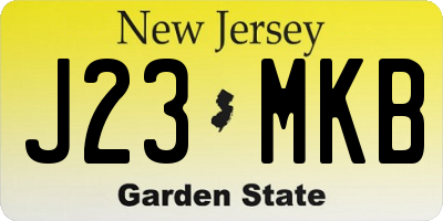 NJ license plate J23MKB
