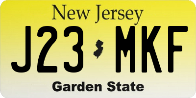 NJ license plate J23MKF
