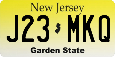 NJ license plate J23MKQ