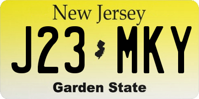 NJ license plate J23MKY