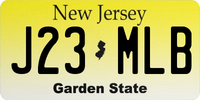 NJ license plate J23MLB
