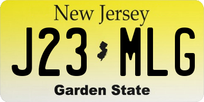 NJ license plate J23MLG