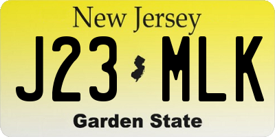 NJ license plate J23MLK