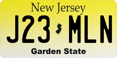 NJ license plate J23MLN