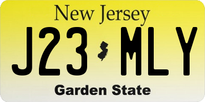 NJ license plate J23MLY
